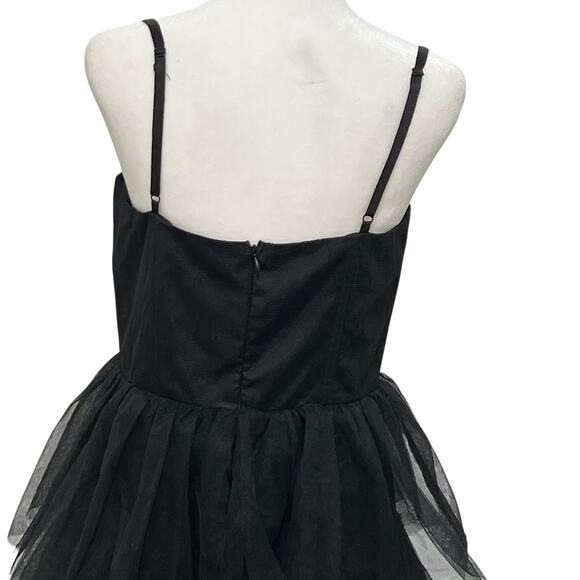 Lulus Rule The Runway Black Mesh Tulle Bustier Tiered Maxi Dress M Formal Party - Picture 15 of 15